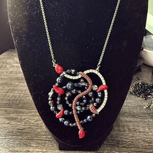 Swarovski Crystal Elegant Silver and Red Beaded Necklace